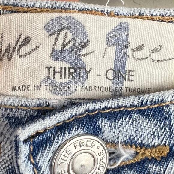 Free People Flare Jeans Size 31 New Dawn in Victoria Blue Distressed Revolve - Picture 7 of 9